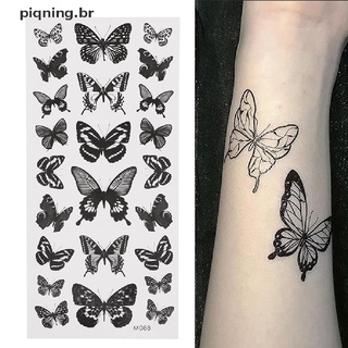(Piqning) 1 Folha Tatuagem Temporária Adesiva 3d Borboleta Tatuagem Falsa Arte De Braço Br
