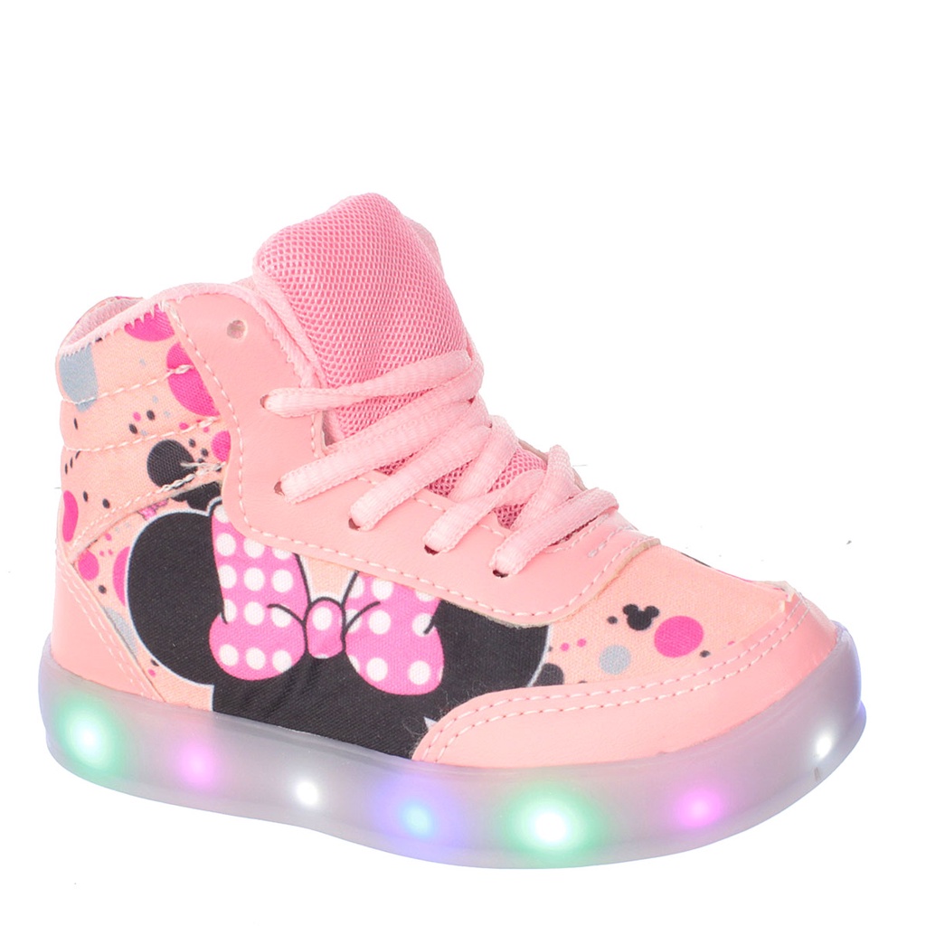 Tenis Botinha Infantil Juvenil Bebe Feminino de Led Luz Brilho Cano Baixo Rosa Meninas CriancaMinnie Laco em Oferta na Shopee