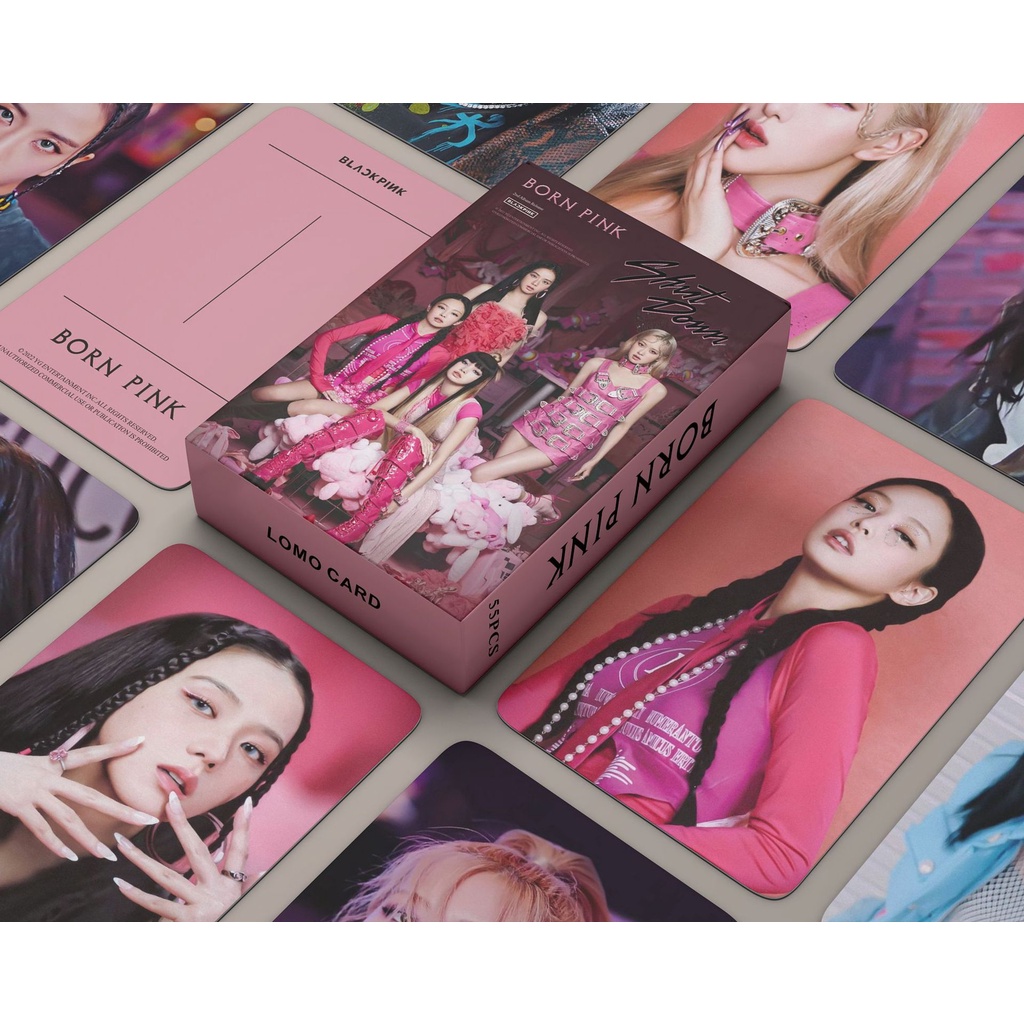 Kpop 55pcs/Conjunto Cartões Lomo BLACKPINK Nascido Rosa Desliga Fotográficos Cartão Postal Para Coleção De Fãs