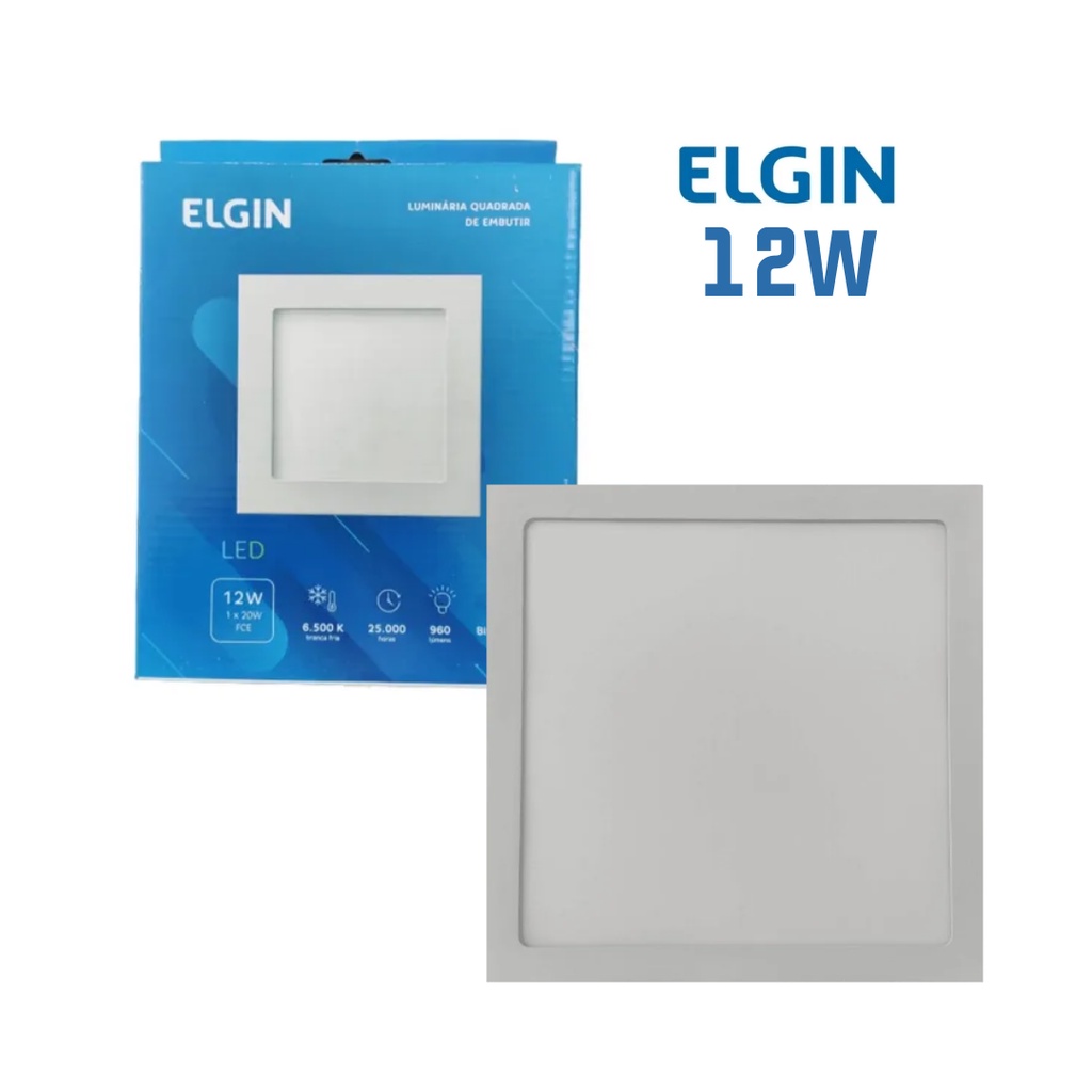 Luminaria Embutir Led 12W 6500K Quadrado ELGIN Shopee Brasil