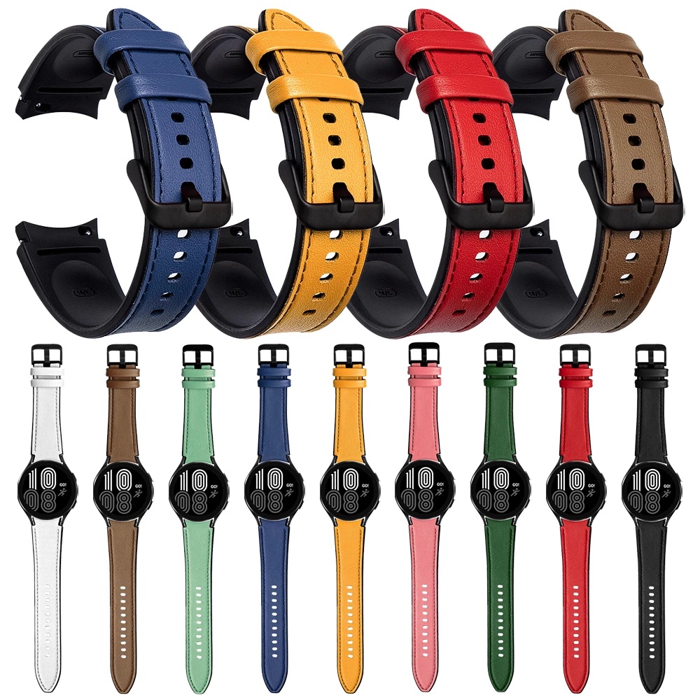 Pulseira De Silicone De Couro Curva Para Samsung Galaxy Watch 4 Classic 46mm 42mm/Watch4 44mm 40mm Substituição De Pulso Banda