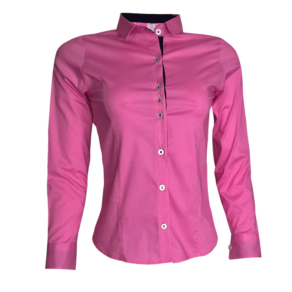 Camisa Feminina Manga Longa Rosa | Shopee Brasil