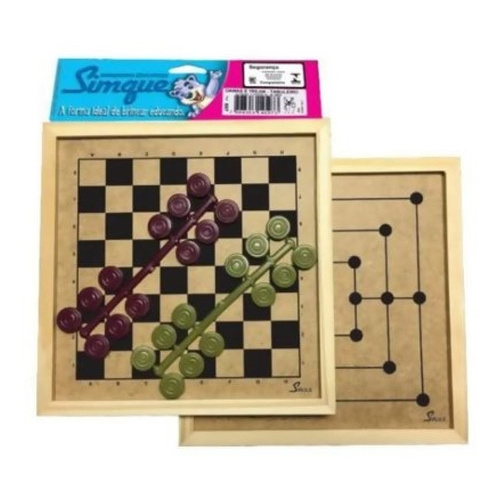 Jogo De Tabuleiro 2 Em 1 Damas E Trilha Em Madeira - Simque