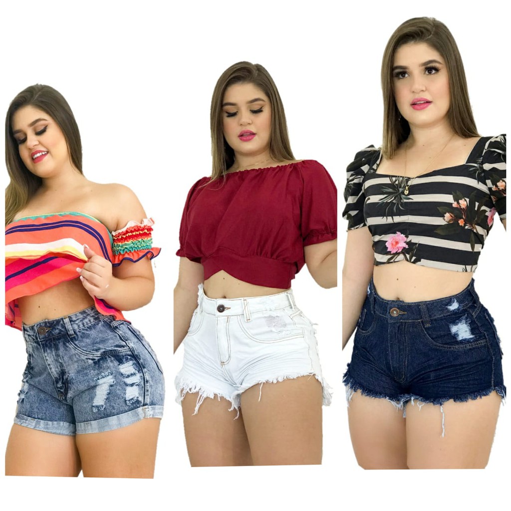 short jeans cintura alta atacado