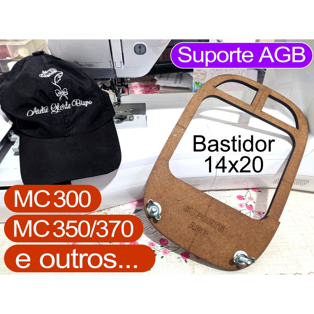 Bastidor de Boné (14x20) Suporte AGB pra Janome MC300/350/370 | ELNA 8300 | DECO 340