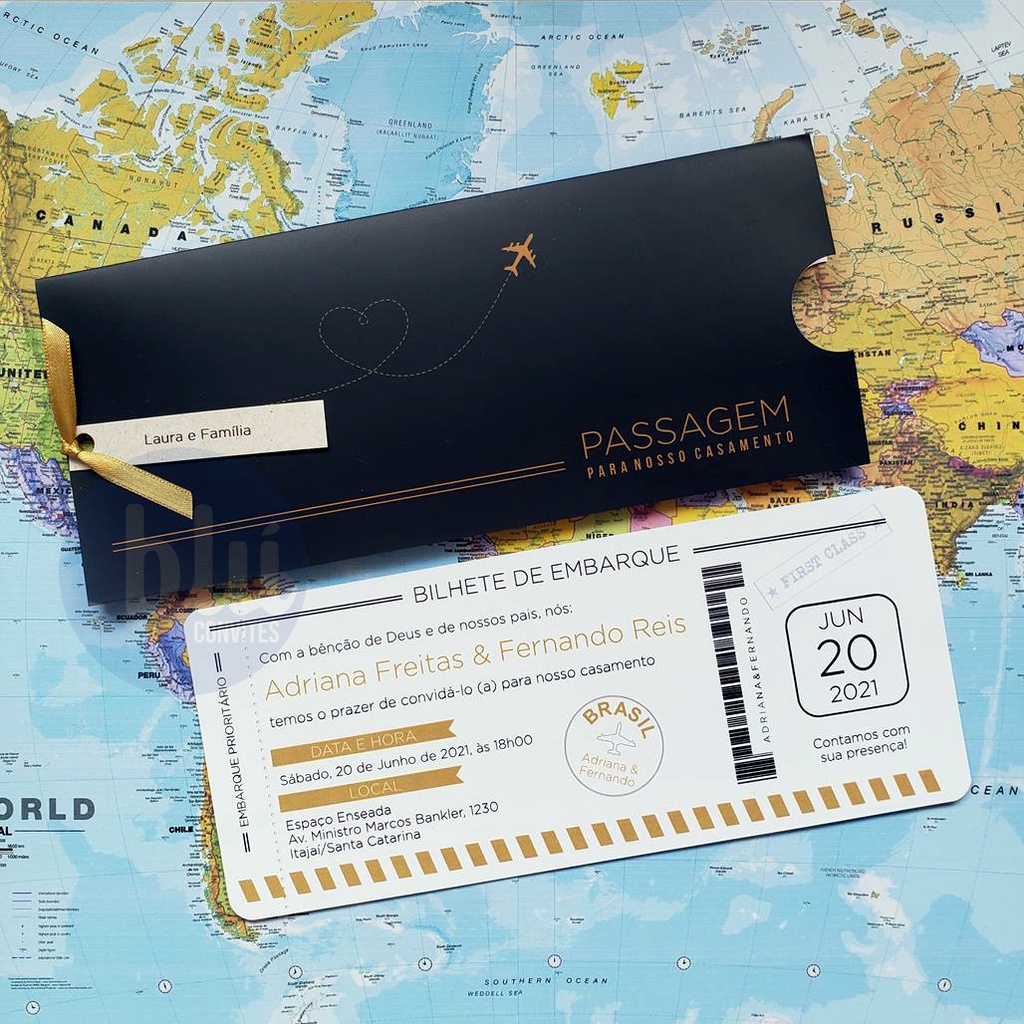 Convites de Passagem Aérea *** Envelope 100% personalizável ***