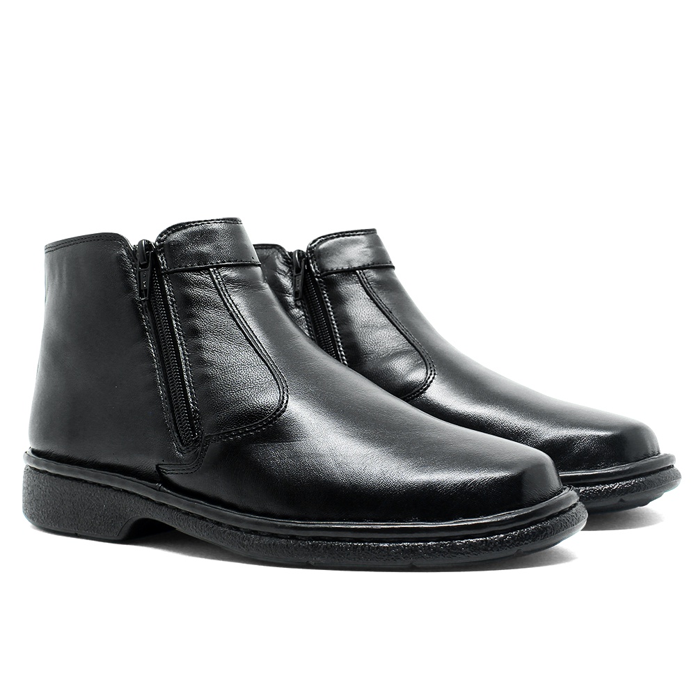 Bota Botina Masculina Conforto Antistress Em Couro 352