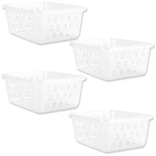 Kit 4 Cestos Multiuso Organizador P Transparente 16x12x6Cm