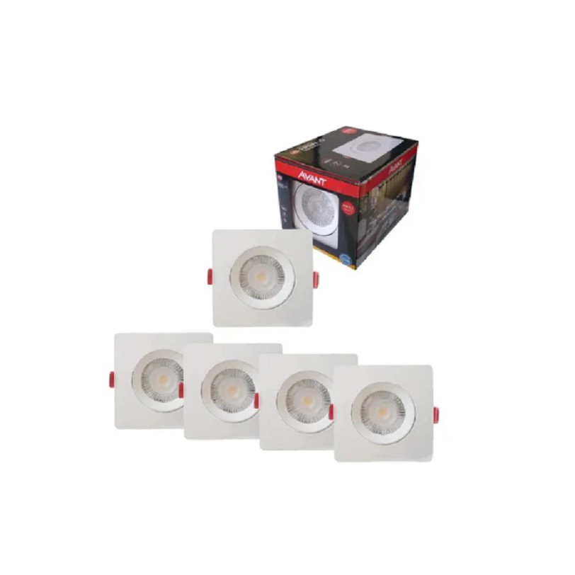 Kit 5 Spot Led 5w Quadrado Branco frio direcionável 6500k