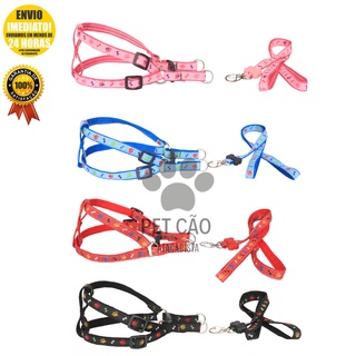 Coleira Para Cachorro Peitoral Com Guia Para Porte Pequeno A Médio