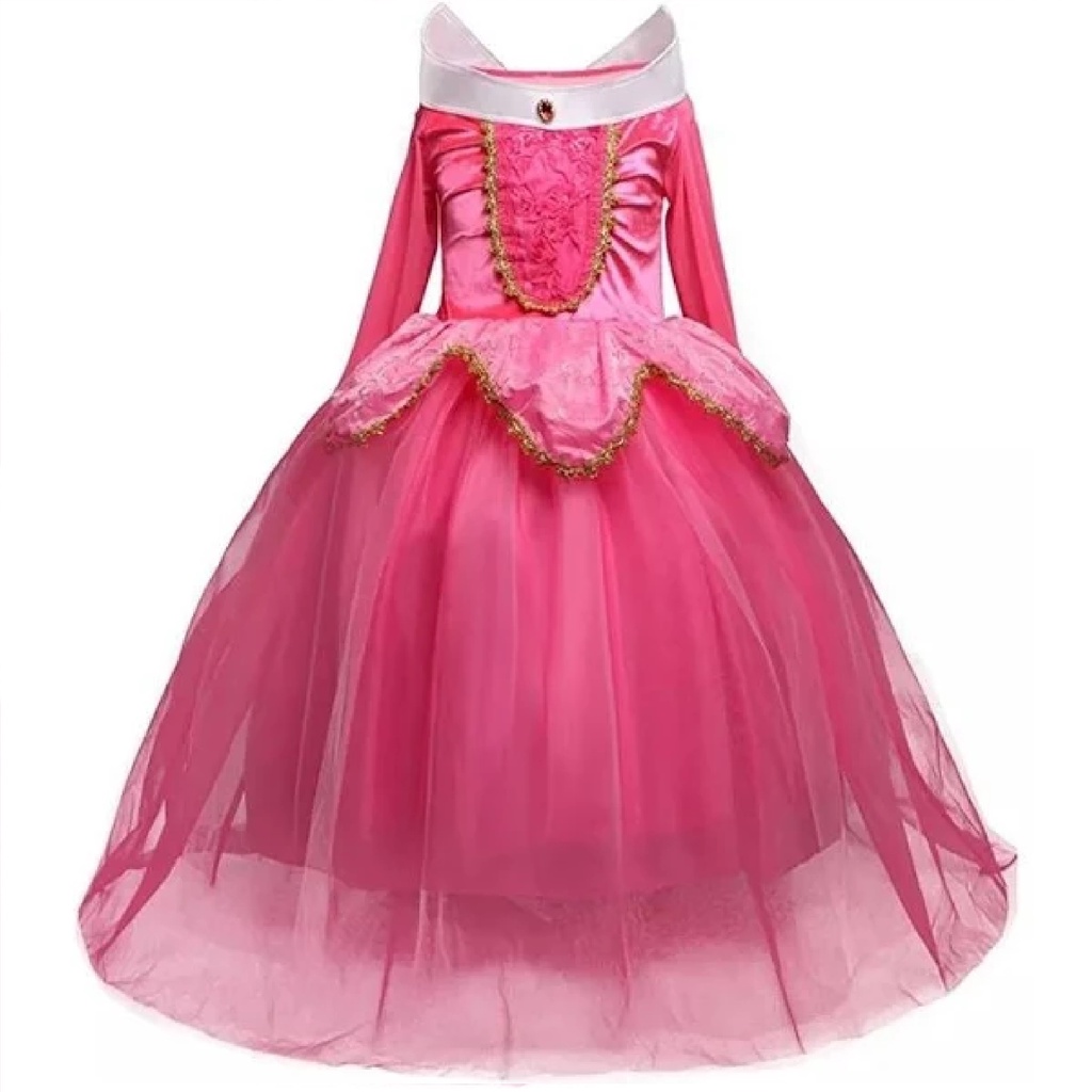 Vestido Fantasia Princesa Bela Adormecida Luxo Rosa Princesa em Oferta na Shopee