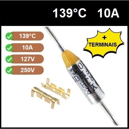 1 Fusível Térmico 10A 139C 139°C 139 Graus 250V