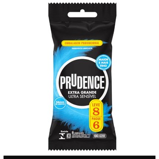 Preservativo Camisinha Extra Grande Embalagem Econômica LEVE 8 PAGUE 6 Ultra Sensível Prudence