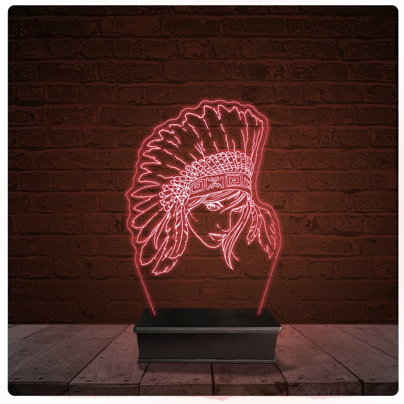 Abajur Luminária Acrílico Led - Índia Estúdio Tatuagem