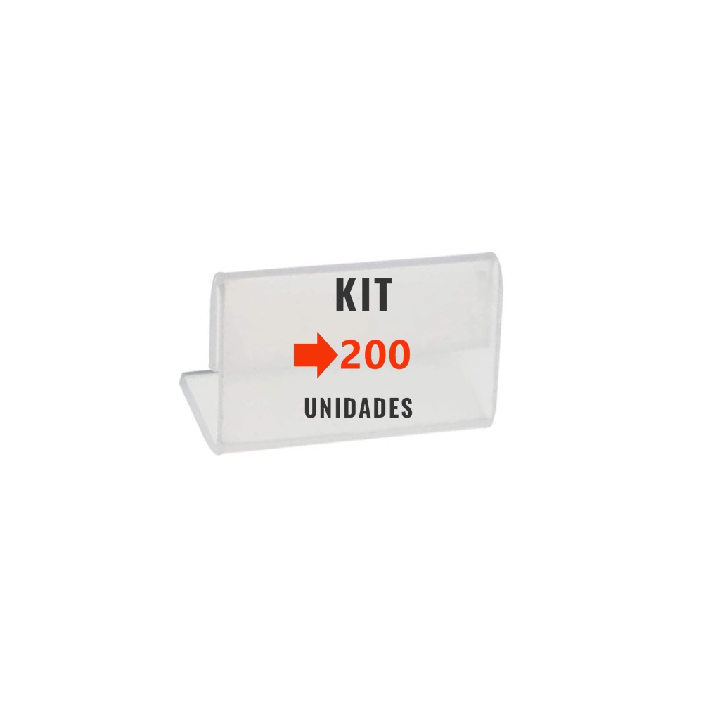 Kit com 200 Display Expositor 5x3cm Acrílico Porta Preço Etiqueta Buffet Vitrine