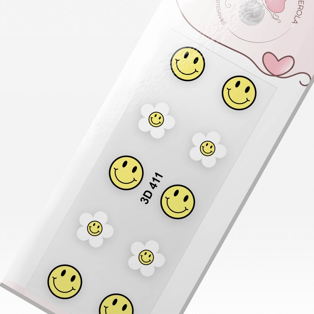 Adesivo 3D de unhas- Smile e Margarida-3D 411 em Oferta na Shopee