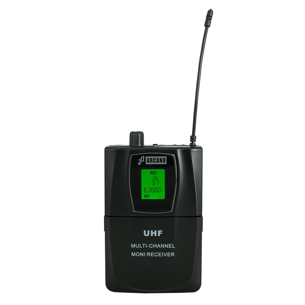 Bodypack receptor sem fio de corpo Arcano ARC-MON8 630–660MHz 99 canais
