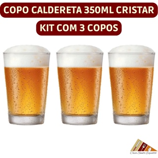 Jogo de Copo Cerveja 3 Peças 350ml Caldereta Chopp Suco Água Bar Cristar (Envio Imediato) em Oferta na Shopee