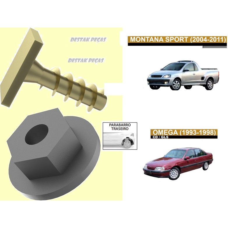 Kit fixadores com 14 peças da moldura do paralama traseiro  do GM Chevrolet Omega 1993 até 1998