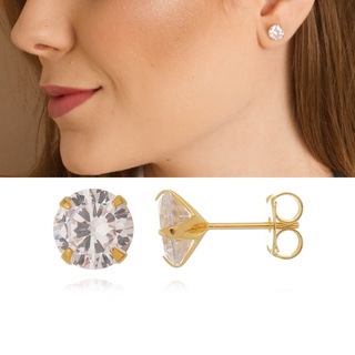 Brinco Pequeno Dourado Ponto De Luz em Pedra Zircônia Feminino Banhado A Ouro 18k com Antialérgico