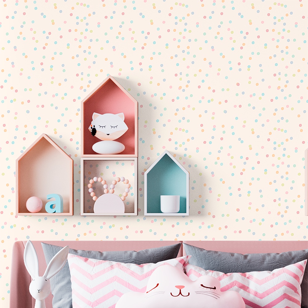 Papel de Parede Adesivo Infantil Confete Colorido Lavável 3m x 50cm