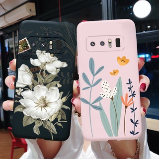 Capa Flexível Samsung Galaxy Note 8 9 10 Plus Matte TPU Traseira De Silicone Para Telefone Linda Flor