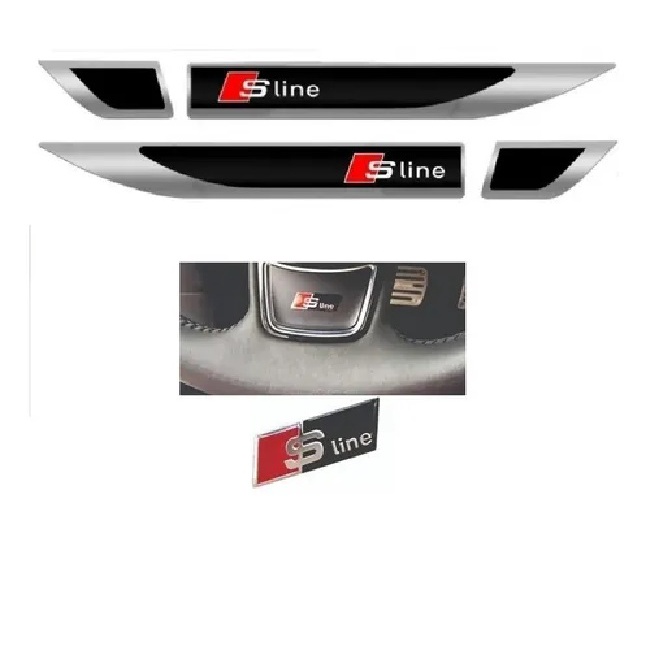 3 Adesivo Emblema Audi Sline Jetta Golf A1 A3 A4 A6 R8 Q5 Q7