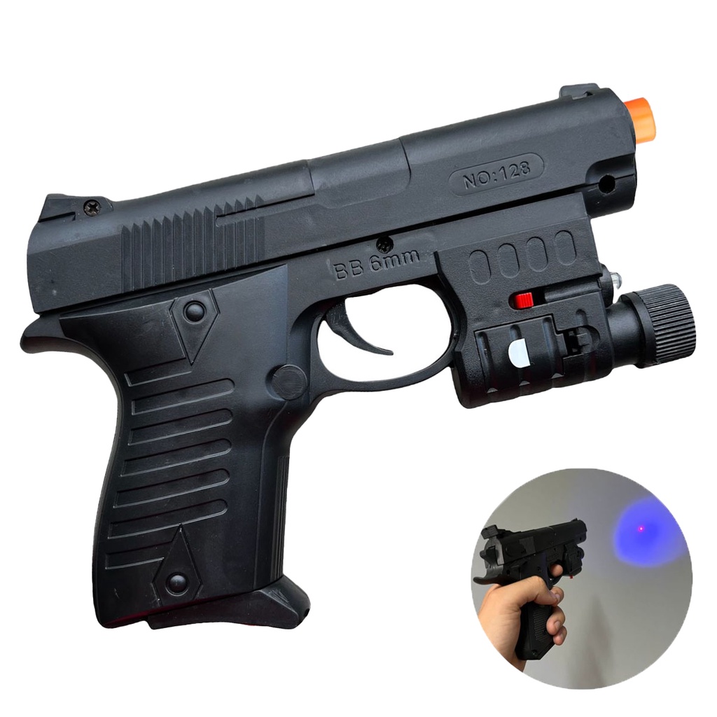 Super Air Gun Airsoft Pistola + 100 Bolinhas 6mm Coloridas Escorrega