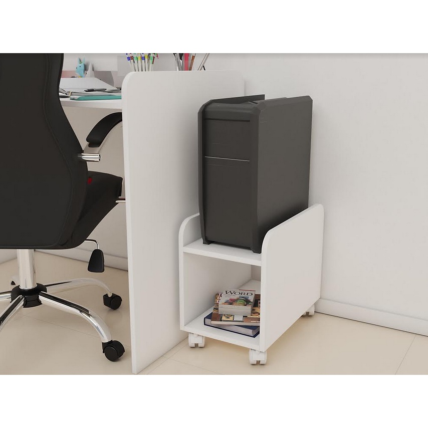 Suporte P/ Cpu E Nobreak(estabilizador) Com Rodízios 28Lx39Ax45P Branco