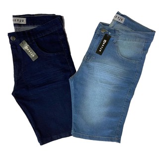 Kit 2 Bermudas Jeans Masculina Lycra Ela