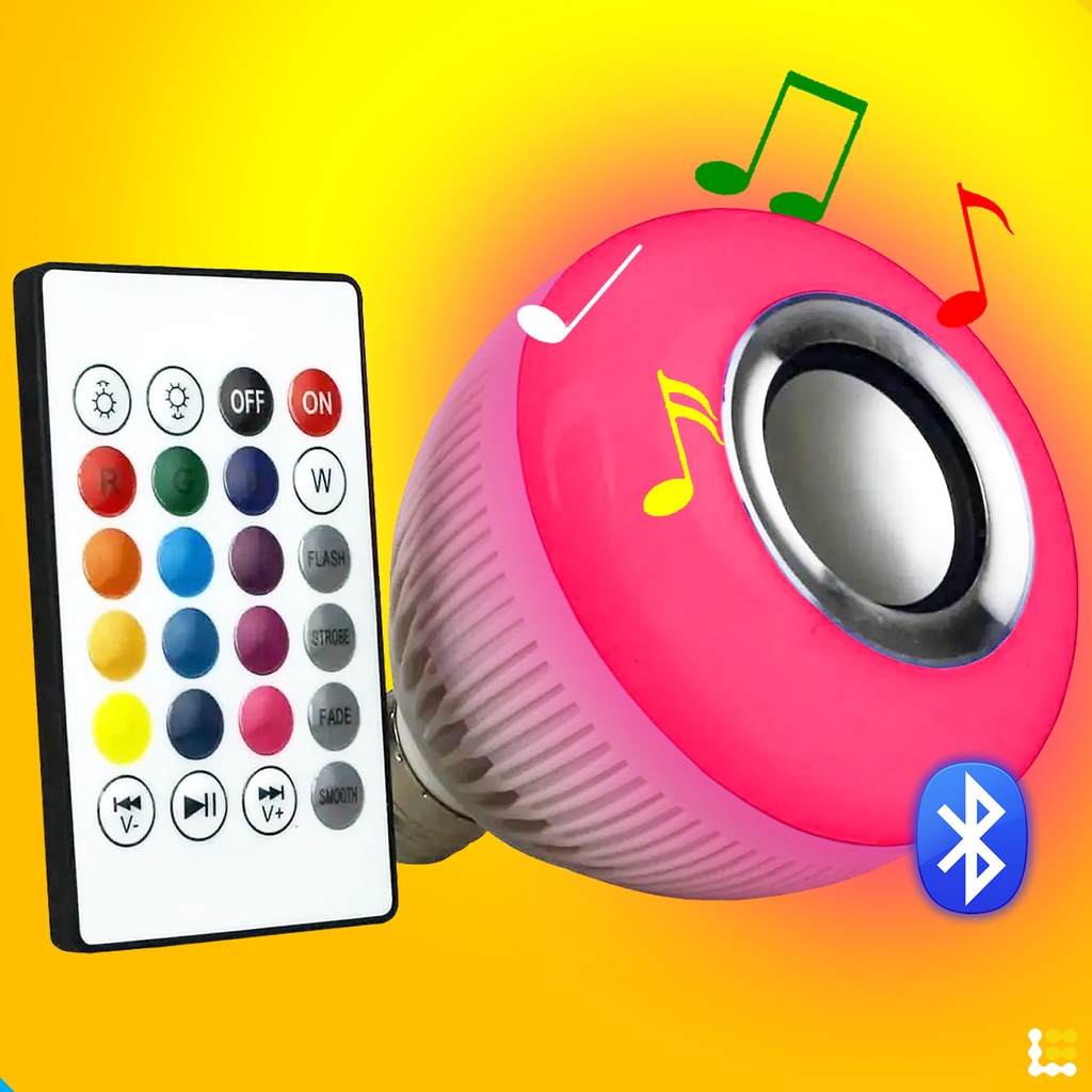 Lampada Som Musical Bluetooth Toca Musica Led RGB Controle Remoto Bivolt