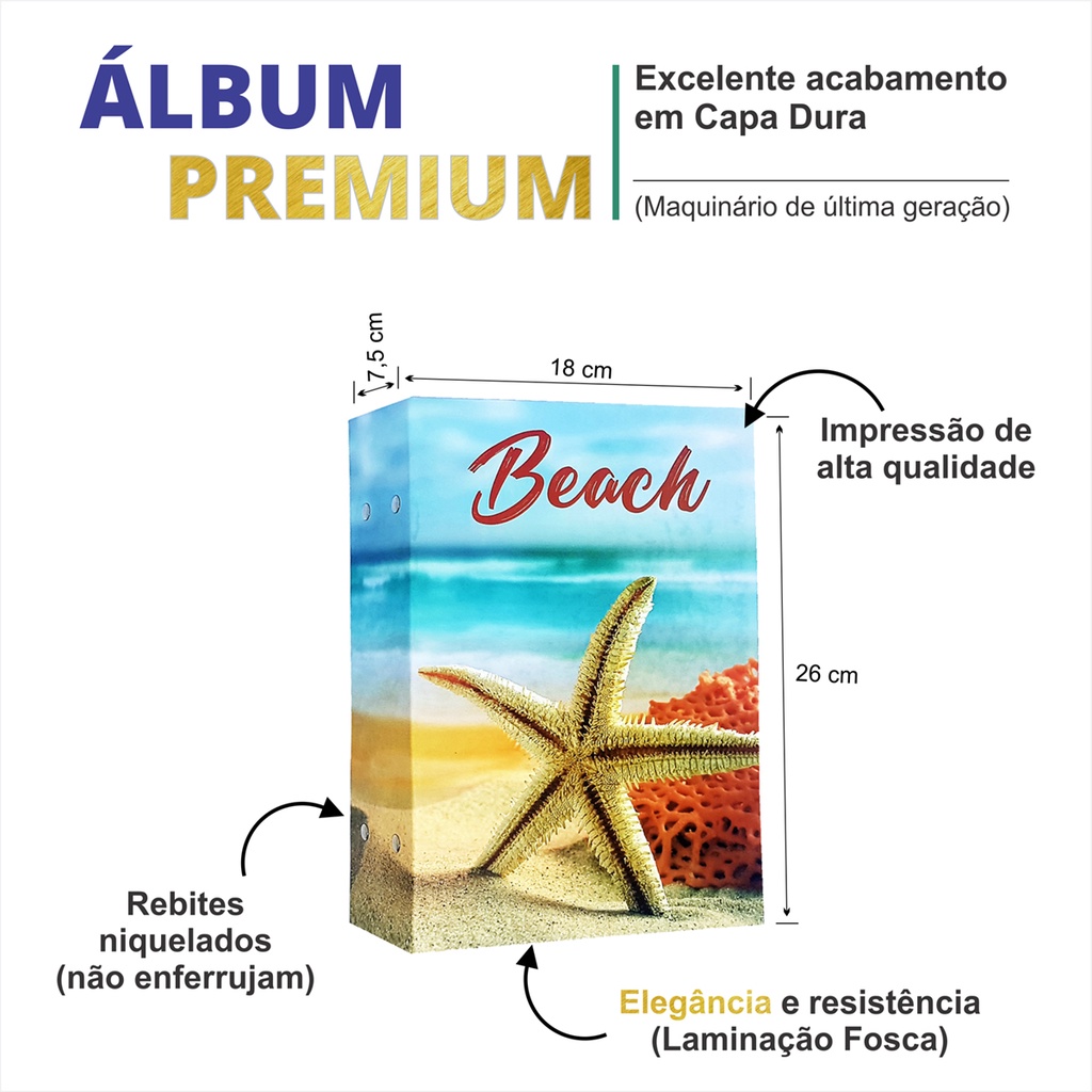 ALBUM FOTOGRÁFICO PARA 500 FOTOS 10X15 VIAGEM PRAIA MALA BRASIL EUROPA USA — imagem 2 de 2