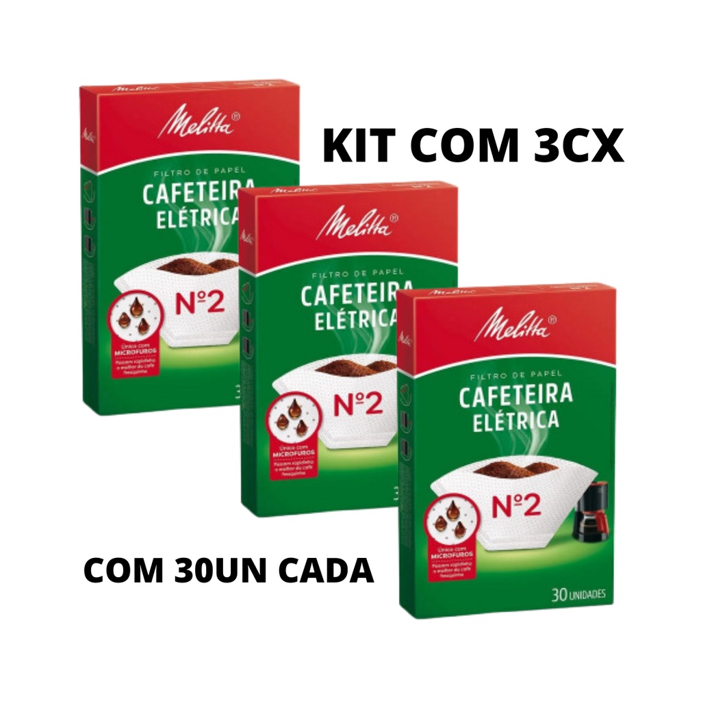 Kit Filtro Papel N2 Melitta para Cafeteira elétrica 3cx com 30 Unid