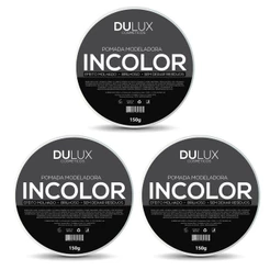 3 Cera Modeladora Dulux Incolor 150g Cabelo e Barba Pomada Masculina Fixação Forte Kit Barbearia
