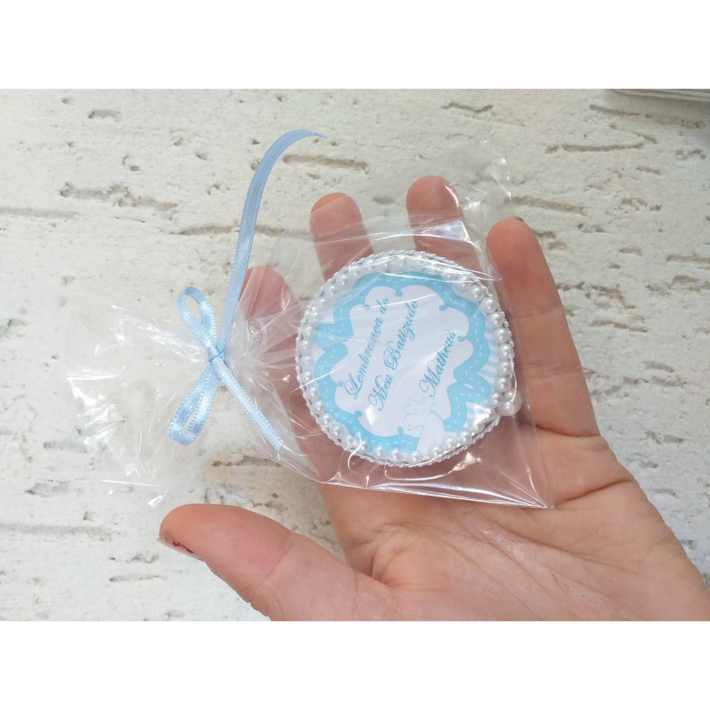 Kit 10 Latinha com Tercinho Personalizada Lembrancinha Nascimento Batismo Batizado Crisma Primeira Comunhão