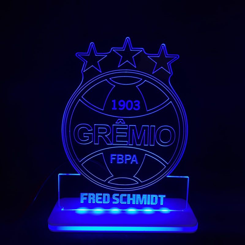 Luminária Abajur Led Grêmio 2 Personalizável