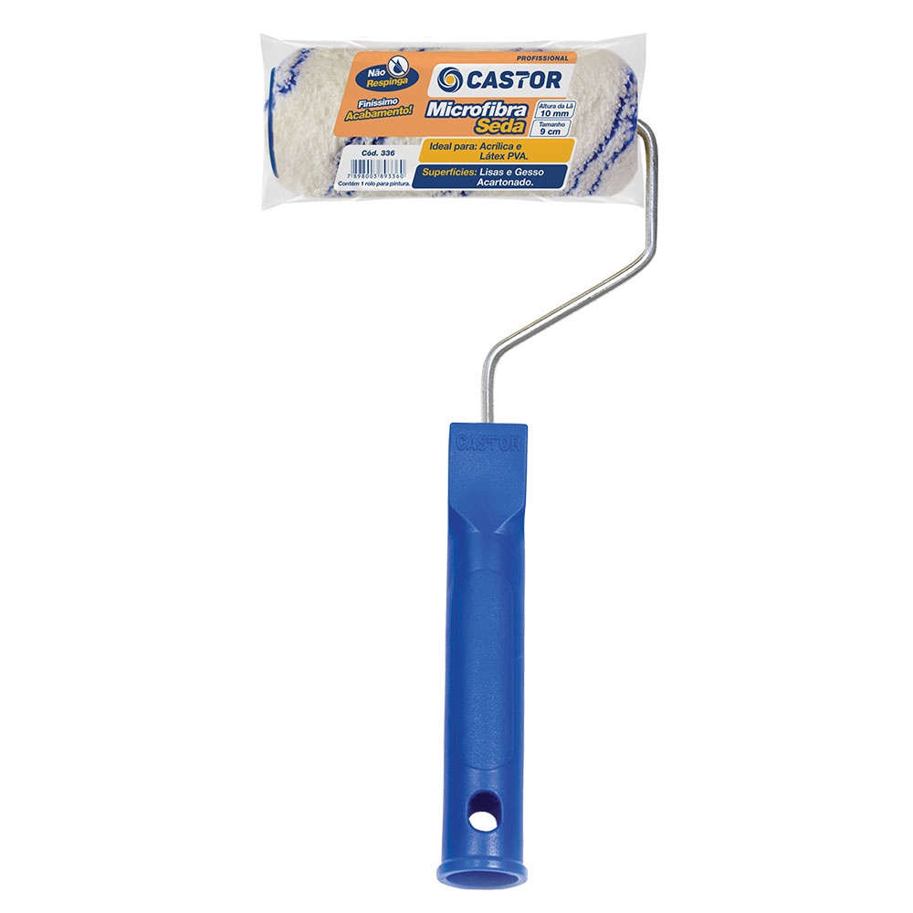 Rolo para pintura Lã Microfibra Seda 10MMx09CM c/cabo - Castor em Oferta na Shopee