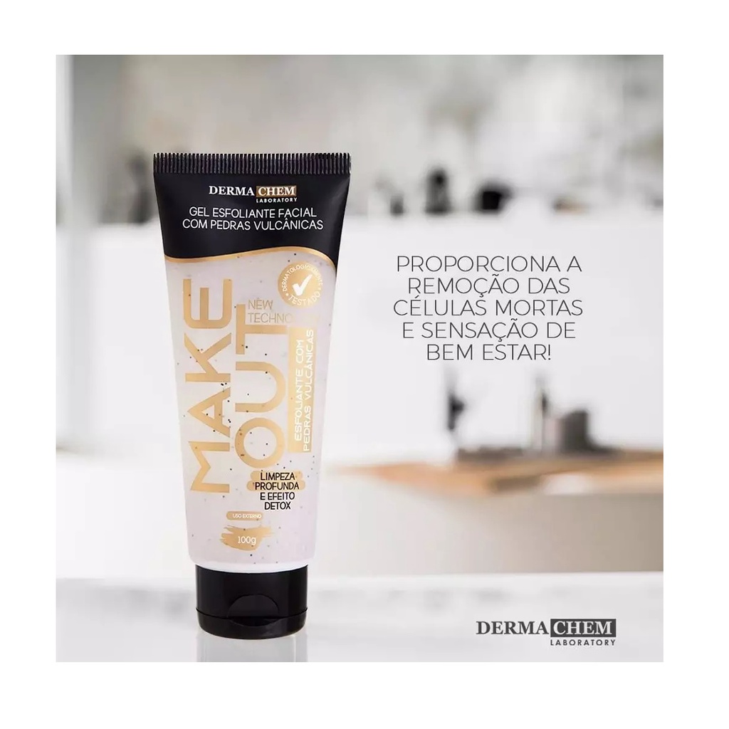 Gel Esfoliante Facial com Pedras Vulcânicas Make Out - Dermachem 100ml em Oferta na Shopee