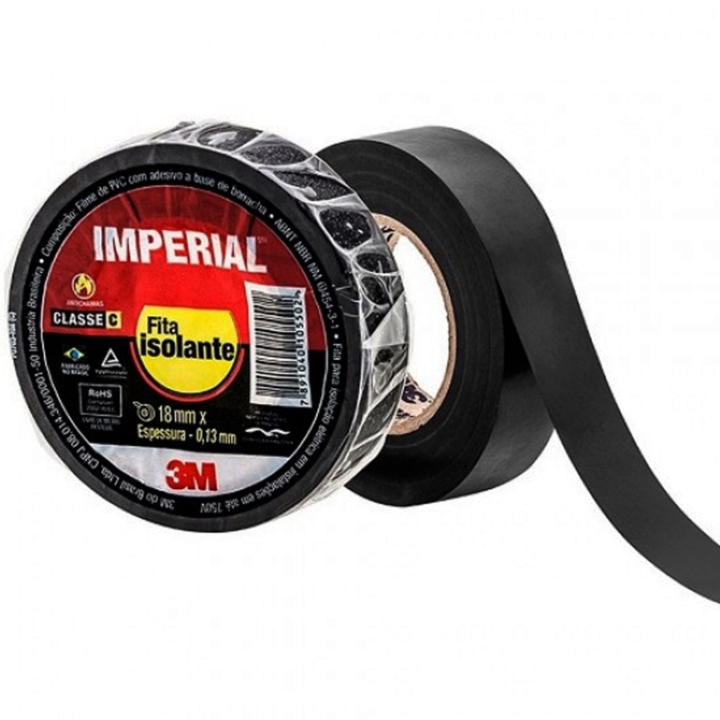 Fita Isolante Imperial Anti-chama Preta 20 Metros - 3M