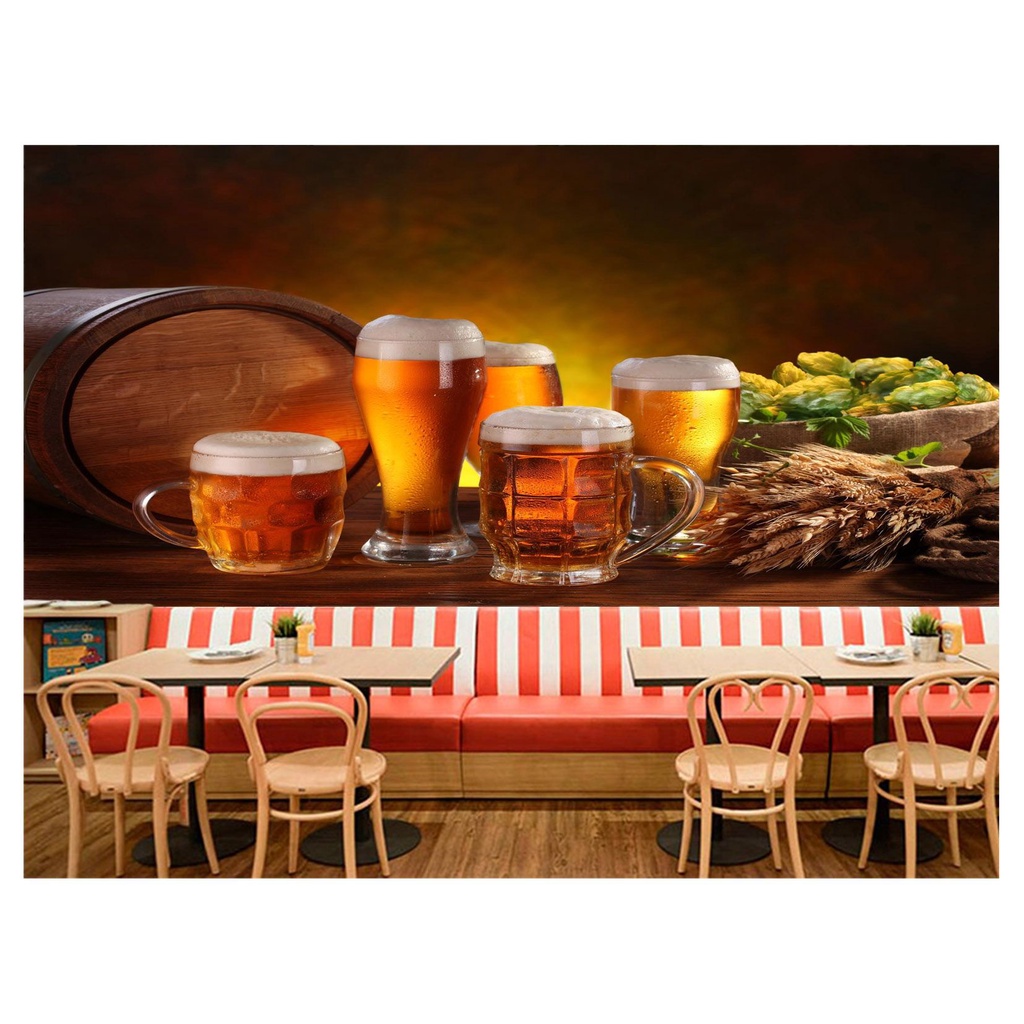 papel de parede Cerveja bebida barril cevada 3D 6m² AL83