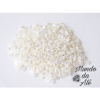 Margarida 3mm Branca (Aprox 150 un) Para Unha Nail Art (Ref:36)