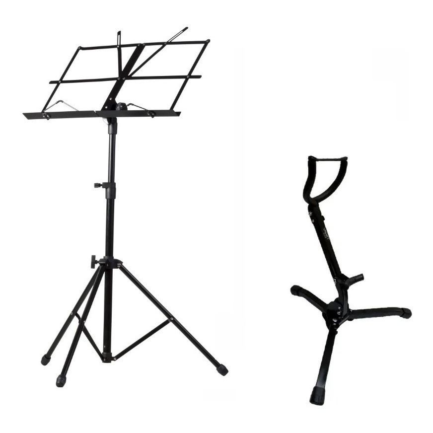 Estante P/ Partitura + Suporte P/ Sax Alto Tenor Kit