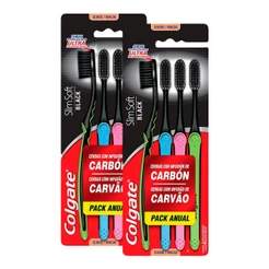 Kit 8 Escova Dental Colgate Slim Soft Black