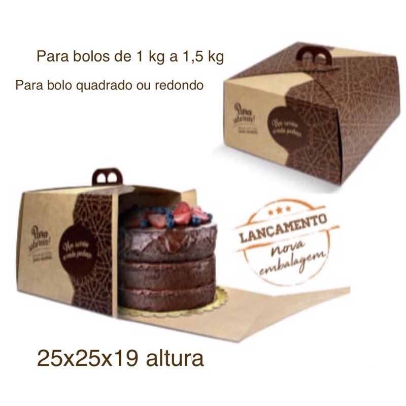 5 caixa para bolo 25x25x19 cm com alça bolo de 1 kg a 1,5 kg Pris - Home & Living