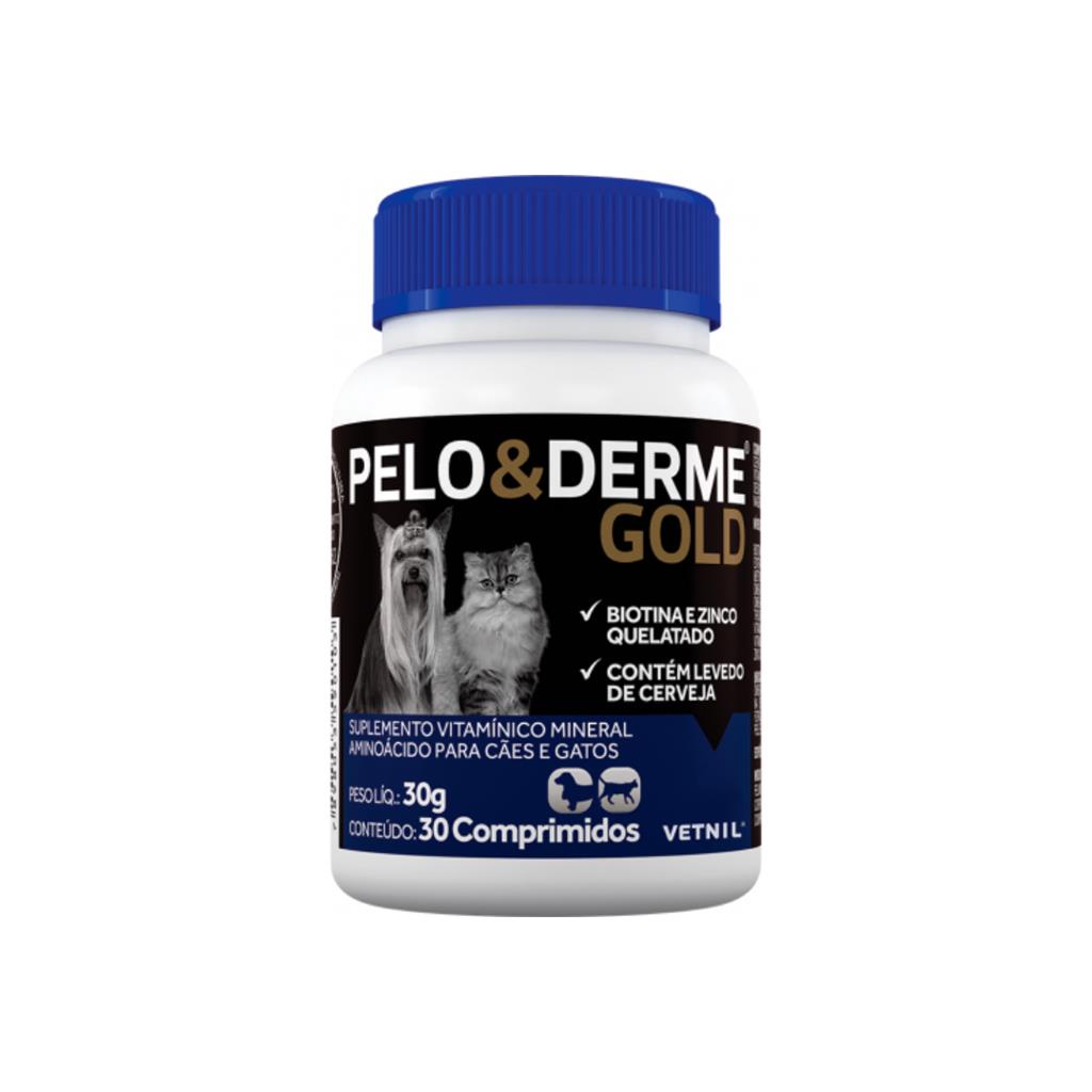 Pelo e Derme Gold 30 Comprimidos Vetnil Omega 3 e 6