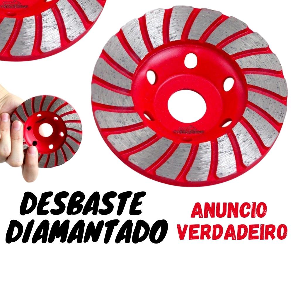 Disco Desbaste Diamantado Turbo Concreto Mármore Rebolo 100mm - Tubarão