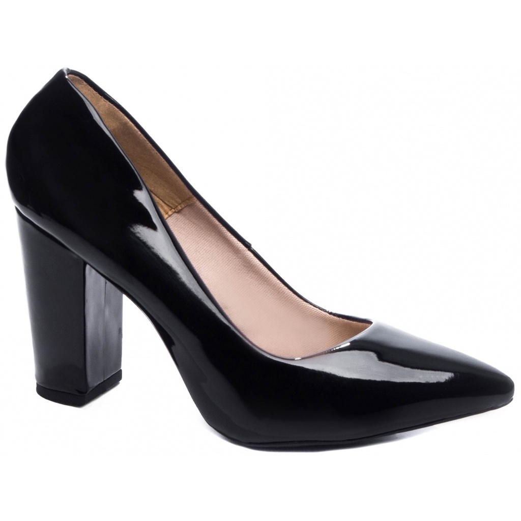 Sapato Social Feminino Scarpin Salto Alto Grosso Verniz | Shopee Brasil