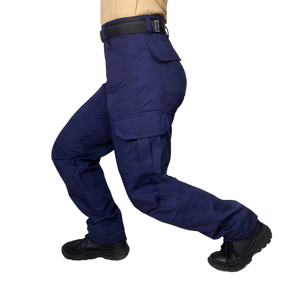 Calça Militar Combat Feminina com Bolso Cargo em RipStop Bélica - Azul