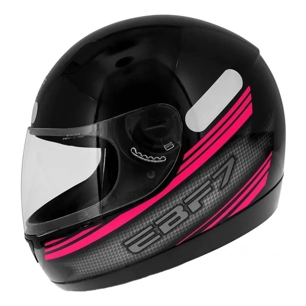 CAPACETE FECHADO EBF 7 MODELO CARBON PRETO E ROSA