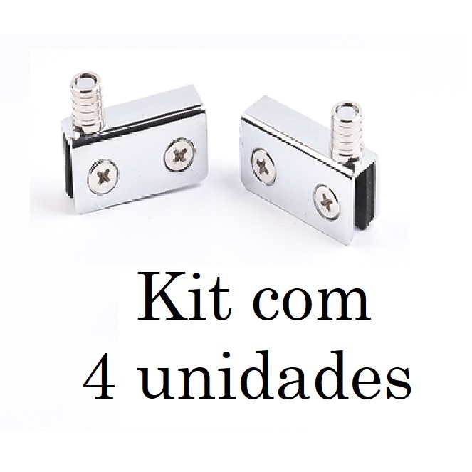 Dobradiça Para Rack Cristaleira Vidro Abrir de 4 À 8mm Kit 4 Unidades